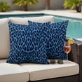 thumbnail image 4 of Blue Leopard Print Outdoor Waterproof Pillow Covers, Vintage Abstract Animal Patterned Art Decorative Square Throw Pillowcase Sofa Cushion Sham for Patio/Couch/Chair, 20"x20" 2 Pack, 4 of 8