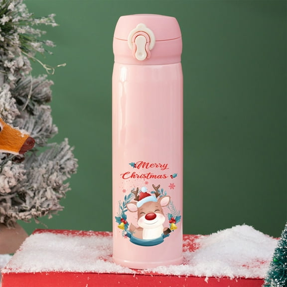 Generic Christmas Vacuum Cup Insulated Water Bottle Stainless Steel Travel Mug Lockable Thermoses for Christmas Kids Adult Use
