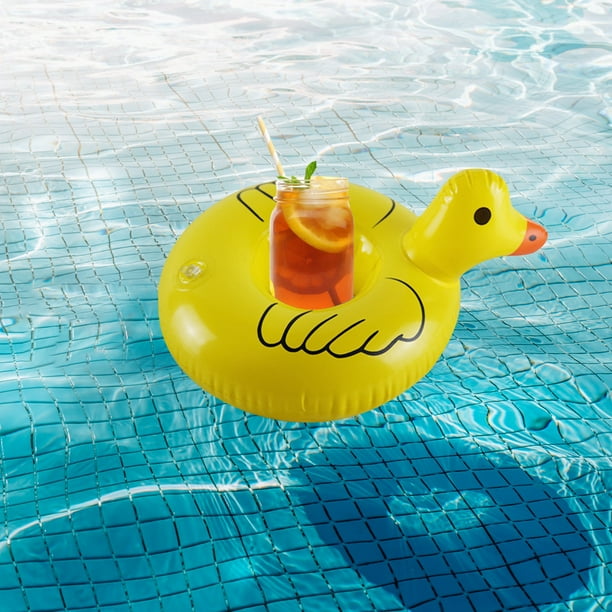 Pack De 2 Posavasos Inflables Con Forma De Pato Para Piscina – Portavasos Flotantes De PVC De 13x21 Cm Para Fiestas Acuáticas, Ocio En El Agua Y Decoración Divertida De Verano