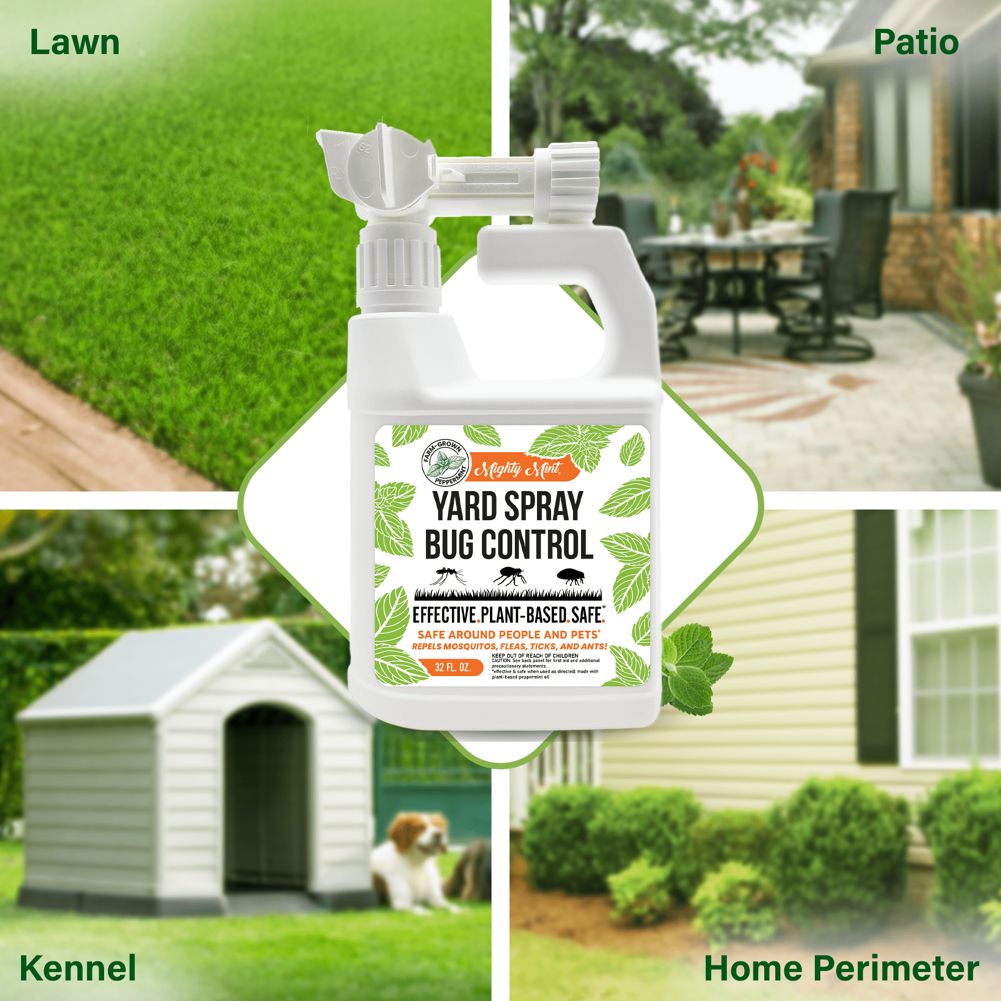 Mighty Mint Lawn Insect Killer & Repellent for Mosquitos, Fleas, and Ticks Yard Spray Bug Control, 32oz