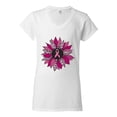 thumbnail image 2 of Wild Bobby Pink Cheetah Print Breast Cancer Carnation Flower Breast Cancer Awareness Women Standard V-Neck Tee, White, X-Large, 2 of 6