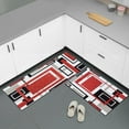 thumbnail image 3 of Anti Fatigue Kitchen Mats Set of 2, Non Slip Cushioned Kitchen Rug Sets, Washable Geometric Square Kitchen Runner Rugs for Home Office Laundry, 17'''' x 47'''' + 17'''' x 30'''' Abstract Art Patchwork, 3 of 6