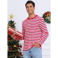 thumbnail image 2 of DARING DIVA Men's Striped Sweatshirts  Stripes Long Sleeve Casual T-Shirt M Red White, 2 of 6
