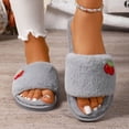 thumbnail image 5 of Taqqpue Open Toe Slipper for Women Women Fashionable Casual Winter Open Toe Home Friendly Soft Cotton Flat Slippers Fuzzy House Slippers Gift for Women, 5 of 8