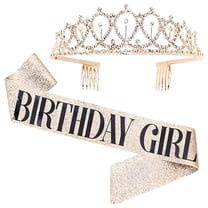 TELOLY Birthday-Girl Sash Set,Sparkling with the Same Shoulder Strap Birthday Gifts Decorations for Girls Women (Gold)