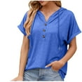 thumbnail image 1 of Timegard Womens Summer Tops V-Neck Button Short Sleeve Drawstring Sweatshirts Casual Loose Workout Tops, 1 of 7
