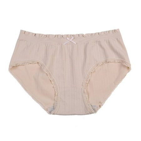 

Yuelianxi Women Casual Thin Breathable Soild Color Girly Mid Waist Bow Briefs