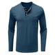 thumbnail image 4 of pstuiky manga larga para hombre, Camisa informal de cuello redondo para hombre, jersey de manga larga lisa con bolsillos y botones, deportiva Tops de hombre s, 4 of 8