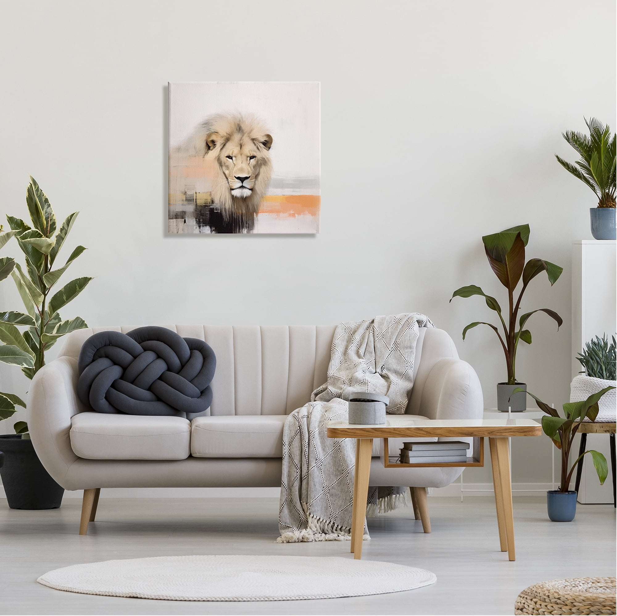 Stupell Industries Abstract Lion Portrait Animals & Insects Painting Gallery Wrapped Canvas Art Print Wall Art, 24 x 24