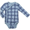 thumbnail image 2 of Clothes Baby Kimono Side Snap Onesies Boy Long Sleeve Bodysuit Blue, 2 of 5
