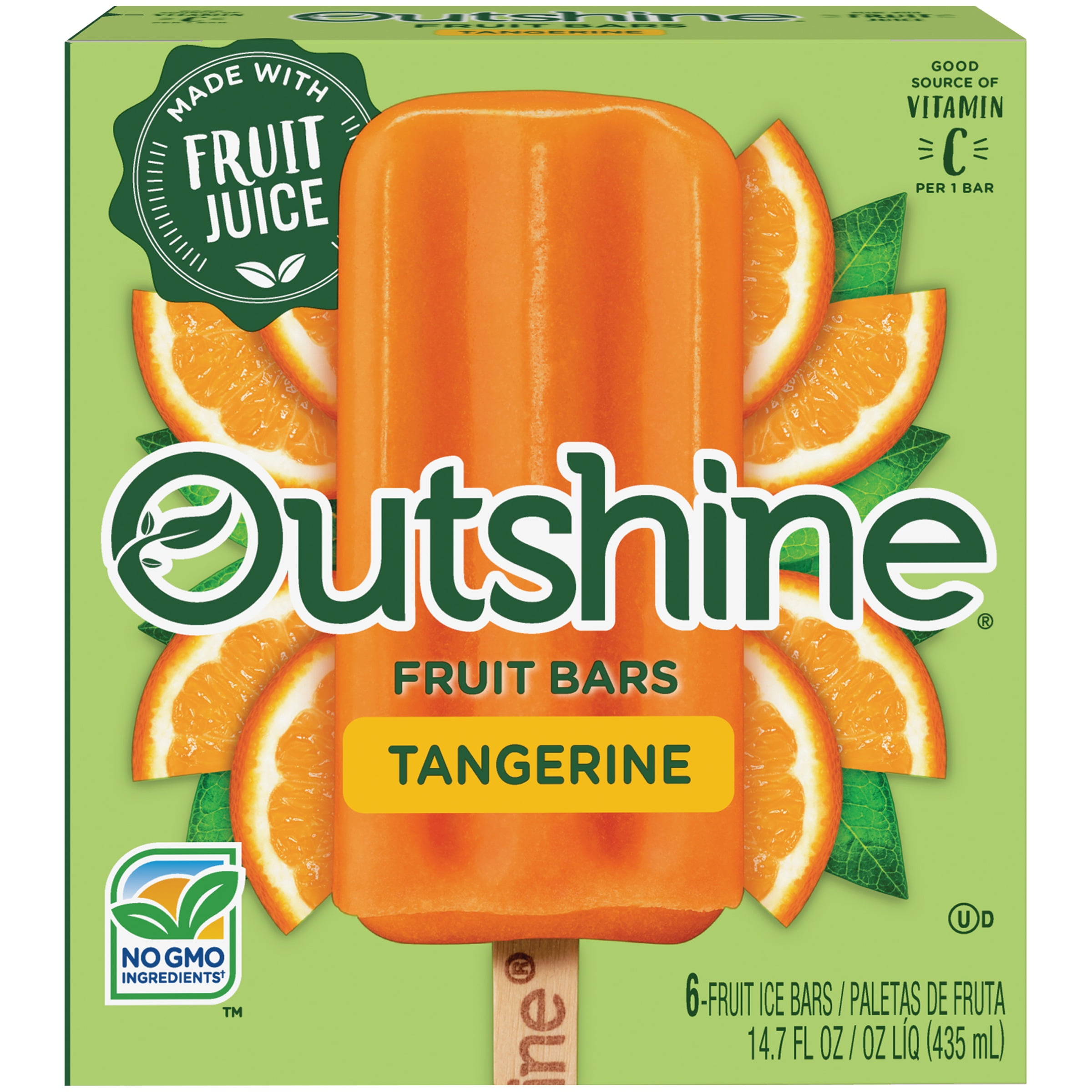 OUTSHINE Tangerine Fruit Bars 6 ct Box