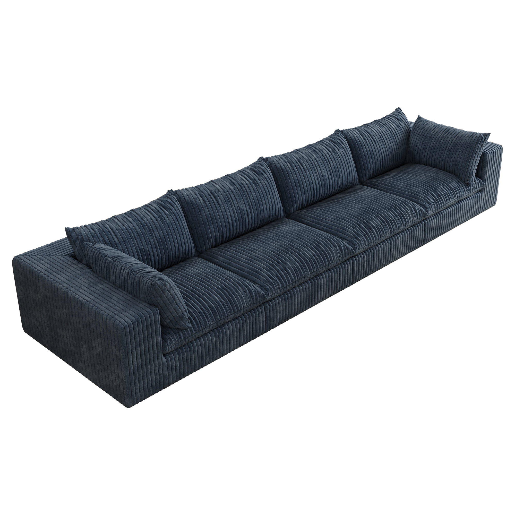 MAYEERTY 78.8" Cloud Sofa Blue Corduroy Deep Seat Double-Layer Removable Cushion No Assembly Multi-Rooms