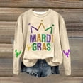thumbnail image 2 of Tweang Plus Mardi Gras Long Sleeve Shirt for Women Mardi Gras Blouse Mardi Gras Clothing Women's Mardi Gras Mask Graphic Shirts Half Zip Sweatshirt Women Carnival Mardi Gras Sequin Shirt Khaki L, 2 of 4