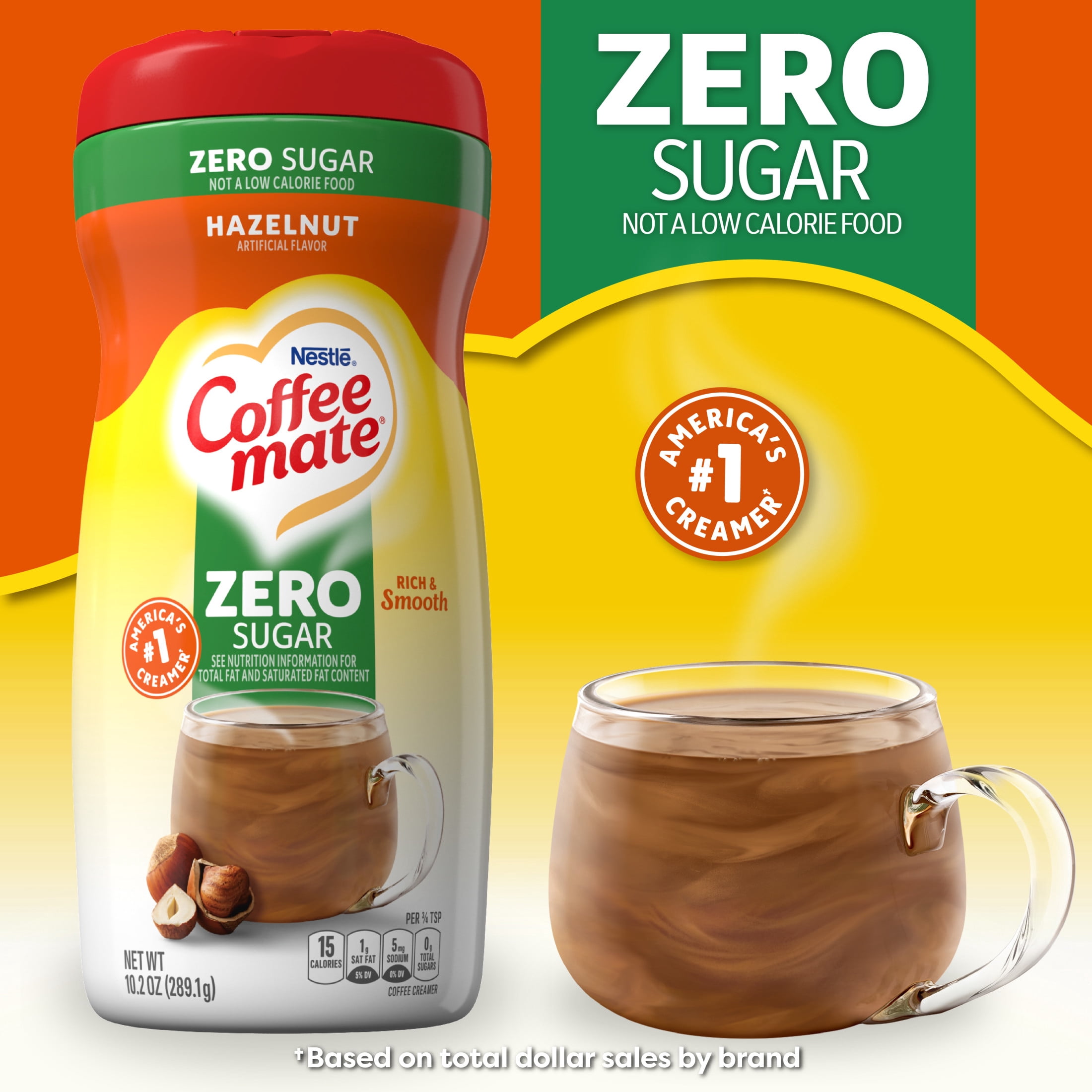 Coffee mate Hazelnut Zero Sugar Powder Coffee Creamer, 10.2 oz