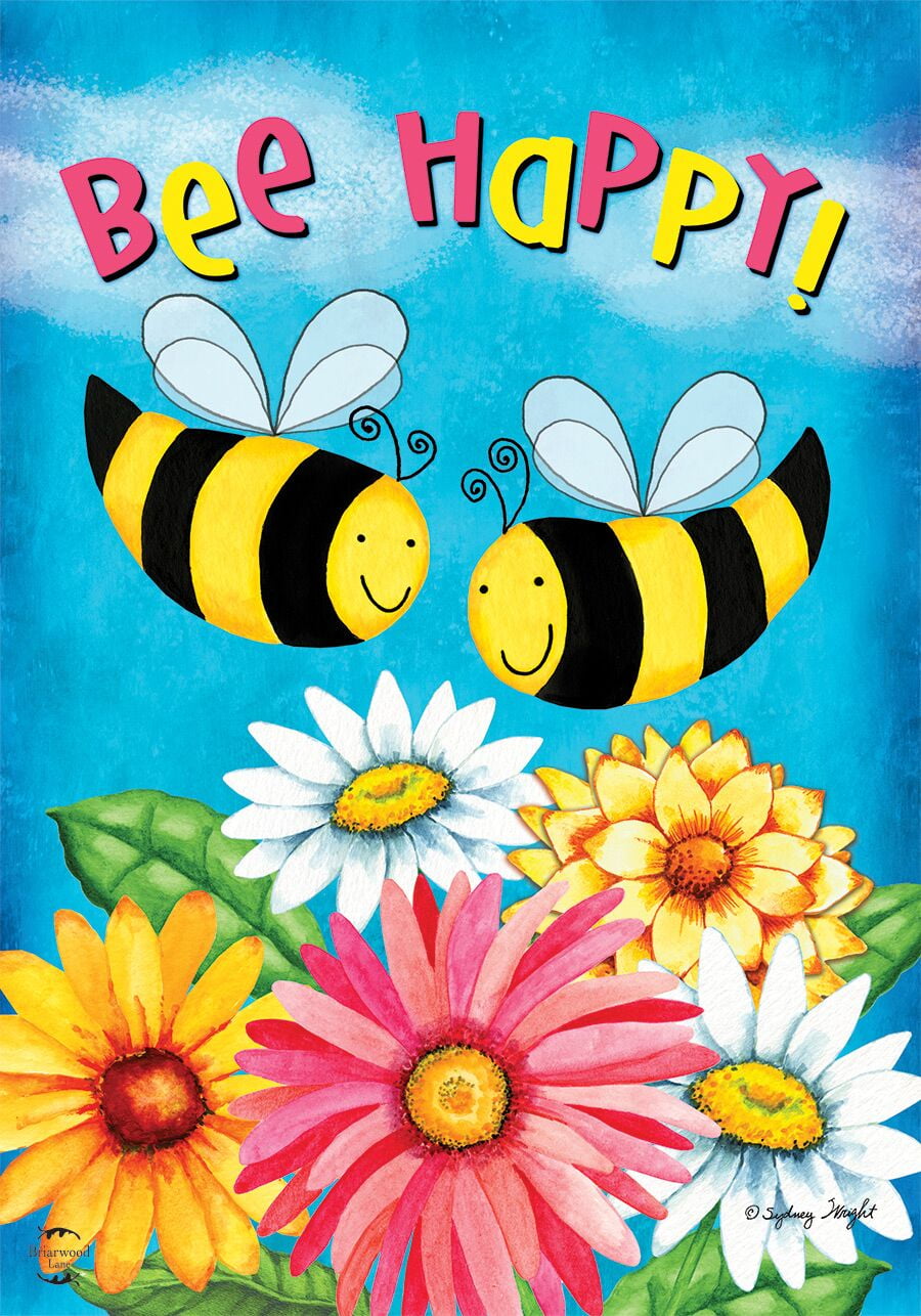 Bee Happy Hive Spring House Flag Beehive 28/" x 40/" Briarwood Lane