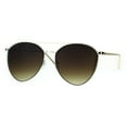 thumbnail image 2 of Womens Metal Rim Color Mirror Boyfriend Style Pilots Sunglasses Gold Brown, 2 of 4
