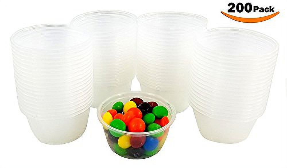 2 oz. Disposable Translucent Portion Food Cups (Souffle Cups/Jello Shot  Cups) Pack of 200 (NO LIDS)