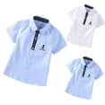 thumbnail image 5 of UACY Kids Boys Collared Short Sleeve Button Down Shirts Formal Dress Shirts School Uniform Blouse Casual Tops (White, 9-10 Years), 5 of 8