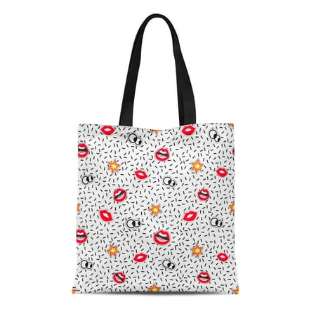 HATIART Canvas Tote Bag Kissing Lips Cartoon Star Open Mouth Beholder ...