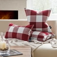thumbnail image 3 of Buffalo Checker Plaids Series Cushion Square Decorative Throw Pillow Cusion for Couch, 18" x 18", Red, 2 Pack, 3 of 5