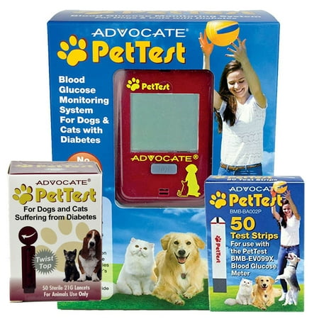 Advocate Pet Test Test Strips 75 with Pet Test Monitor Kit and Pet Test Twist Top Lancets