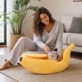 thumbnail image 6 of Banana Shaped Enclosed Cat Dog Bed Warm Cozy Hooded Cave Bed for Small Medium Pets Soft Plush Sleeping House(23.62*7.87*6.69In), 6 of 7