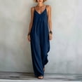 thumbnail image 7 of Taqqpue Women Jumpsuits Flowy Plus Size Rompers Solid Color Spaghetti Strap Straps V Neck Wide-leg Conjoined Pants for Women, 7 of 7