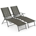 thumbnail image 1 of Costway Juego De 2 Tumbonas Para Exteriores, Reposeras Con Respaldo Y Reposapiés Ajustables, Reclinable Plegable Para Junto A La Piscina, Patio Trasero, Color Tostado/Negro/Gris, 1 of 4