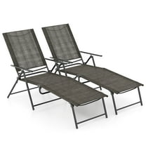 Gymax 2PCS Folding Chaise Lounge Chairs w/ 6-Level Backrest Reclining Chairs Patio
