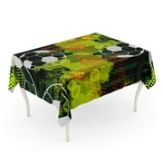 KDAGR Championship Urban Sport Soccer Balls Watercolor Stars and Effect Tablecloth Table Desk Cover Home Party Decor 52x70 inch