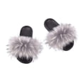 thumbnail image 1 of Women Fur Slides Sandal with Soft Furry Faux Fox Fur Lovely House Outdoor Slippers for Ladies Multicolor, 1 of 3