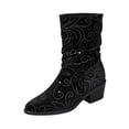 thumbnail image 2 of Women's Casual Knee High Boots, Pointed Toe Chunky Heel Rhinestone Sleeve Suede Design with Breathable Lining, Trendy Boots for Daily Party Gift, 2 of 8