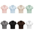 thumbnail image 2 of Fashion Summer Women'S Retro Chic Waist Small Shirt Tight Short Polo Short-Sleeved Casual T-Shirt Tops, 2 of 6