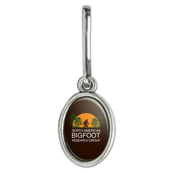 North American Bigfoot Research Group Antiqued Oval Charm Clothes Purse Suitcase Backpack Zipper Pull Aid