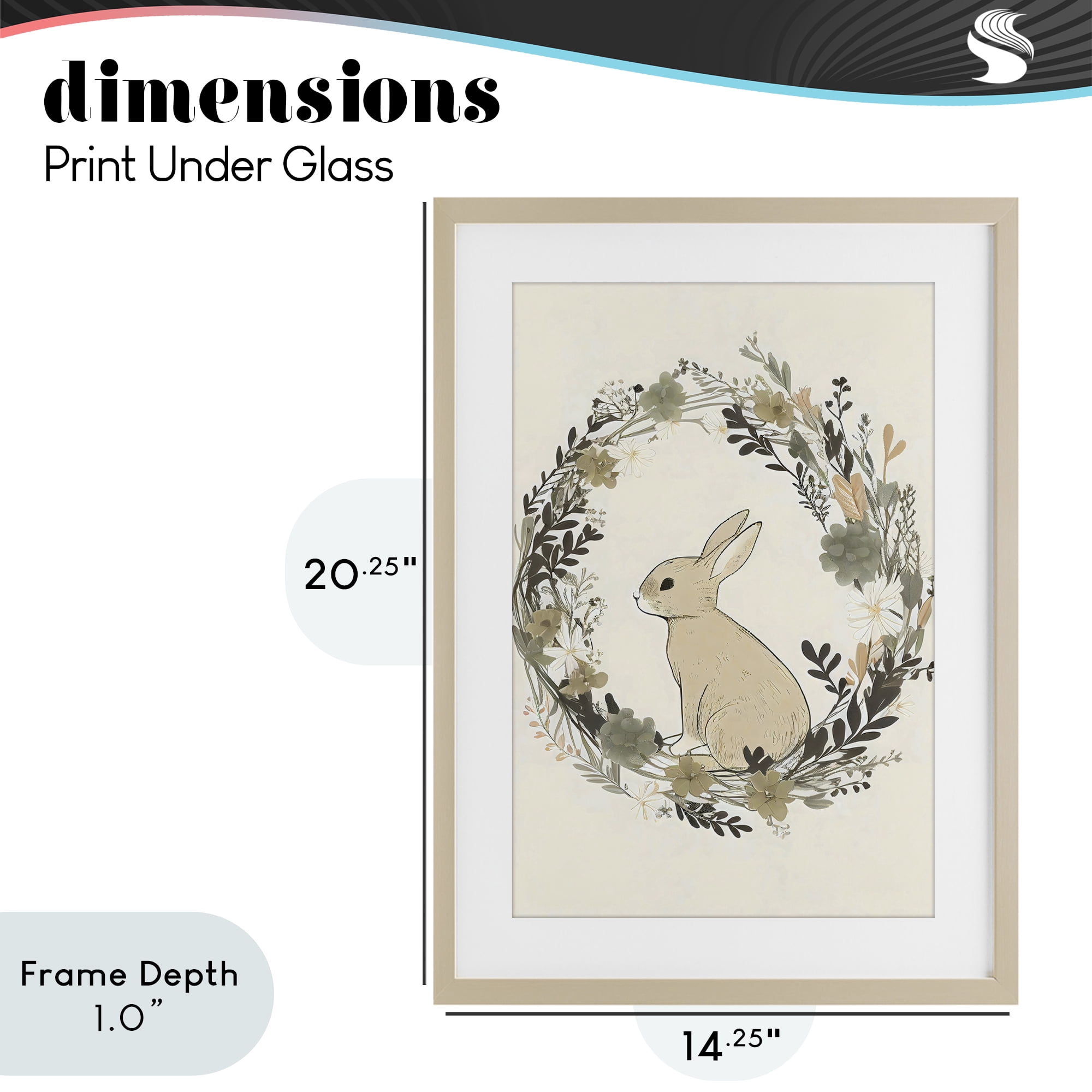 Stupell Industries Pastoral Bunny Wreath Birch Framed Print Under Glass, design by Creative Studio