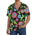 thumbnail image 3 of Honeii 's Vector Mexican Otomi Style Bright for men's short-sleeved button-up collared shirt featuring a pocket, perfect for beach vacations, and travel adventures., 3 of 5