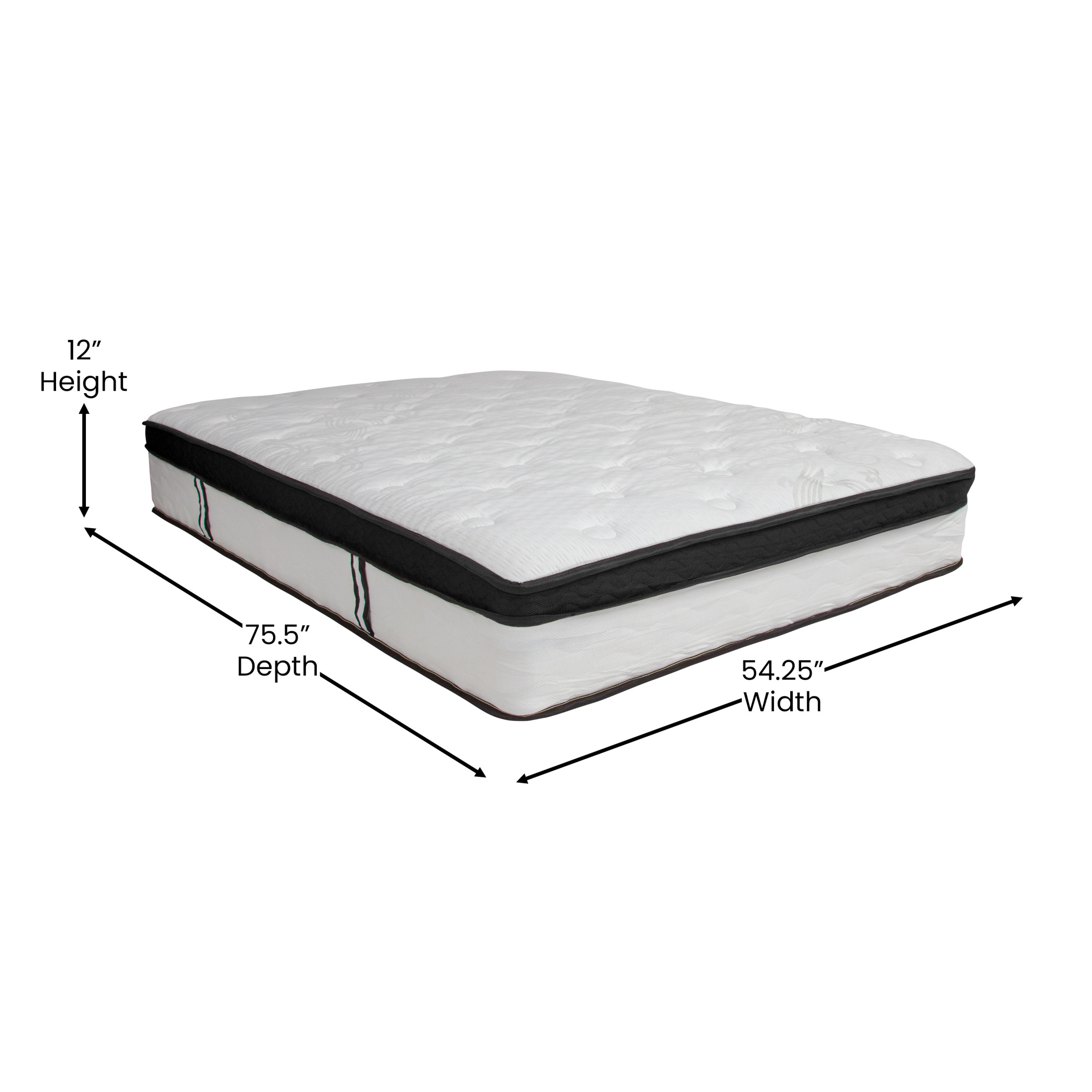 Merrick Lane 12" Hybrid Mattress Pocket Spring and Memory Foam, Full