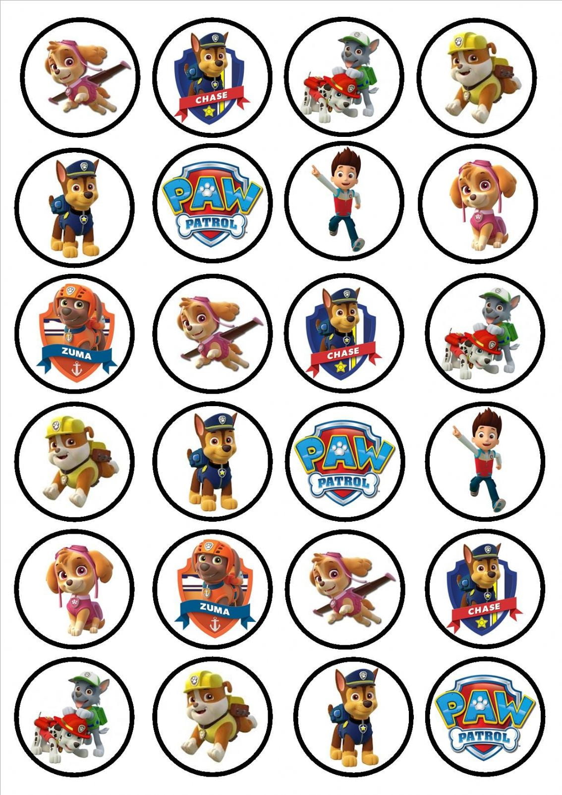Paw Patrol Family Edible Cupcake Topper no Personalization Text Is 