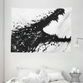 thumbnail image 1 of Safari Tapestry, Black and White Crocodile Image with Grunge Drawing Style Attacking River Warrior, Wall Hanging for Bedroom Living Room Dorm Decor, 80W X 60L Inches, Black White, by Ambesonne, 1 of 2
