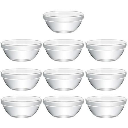 PBPBOX Transparent Glass Bowls for Home Elegant Stackable Design and 10pcs Small Size