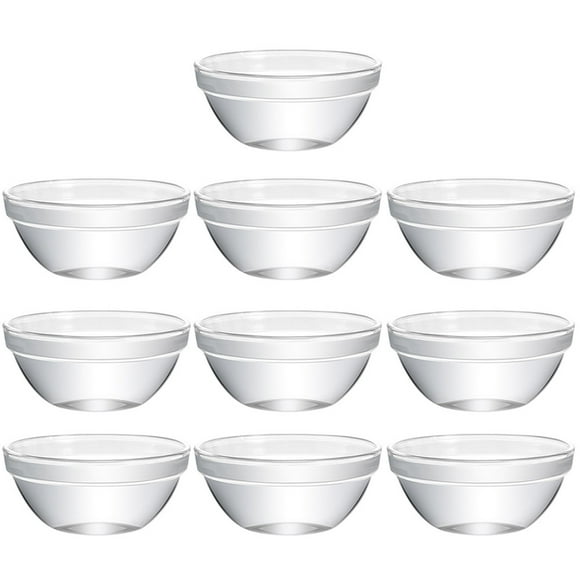 10pcs Small Glass Bowls Prep Bowls Stackable Holder Salad Dessert Pudding Serving Holder