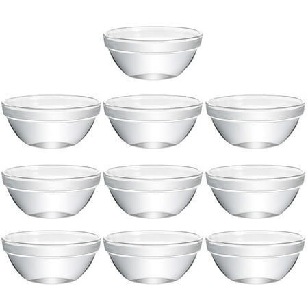 

10pcs Small Glass Bowls Prep Bowls Stackable Bowls Salad Dessert Pudding Serving Bowls