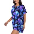 thumbnail image 2 of Fotbe cool crystal Skull flower Print Pajama Set for Women 2 Piece Loungewear Short Sleeve Tops and Shorts Set Soft Sleepwear-3X-Large, 2 of 7