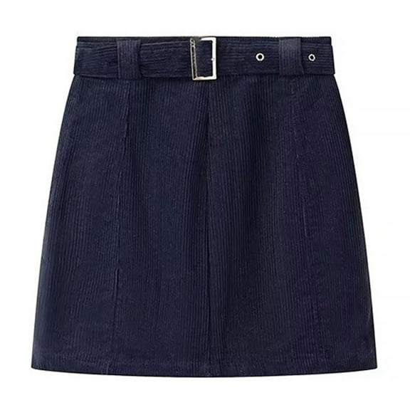 Luxalzxs Womens Corduroy Mini Skirt Casual High Waist Basic Casual A-line Skirt Spring Summer Party Bodycon Short Pencil Skirts with Belt