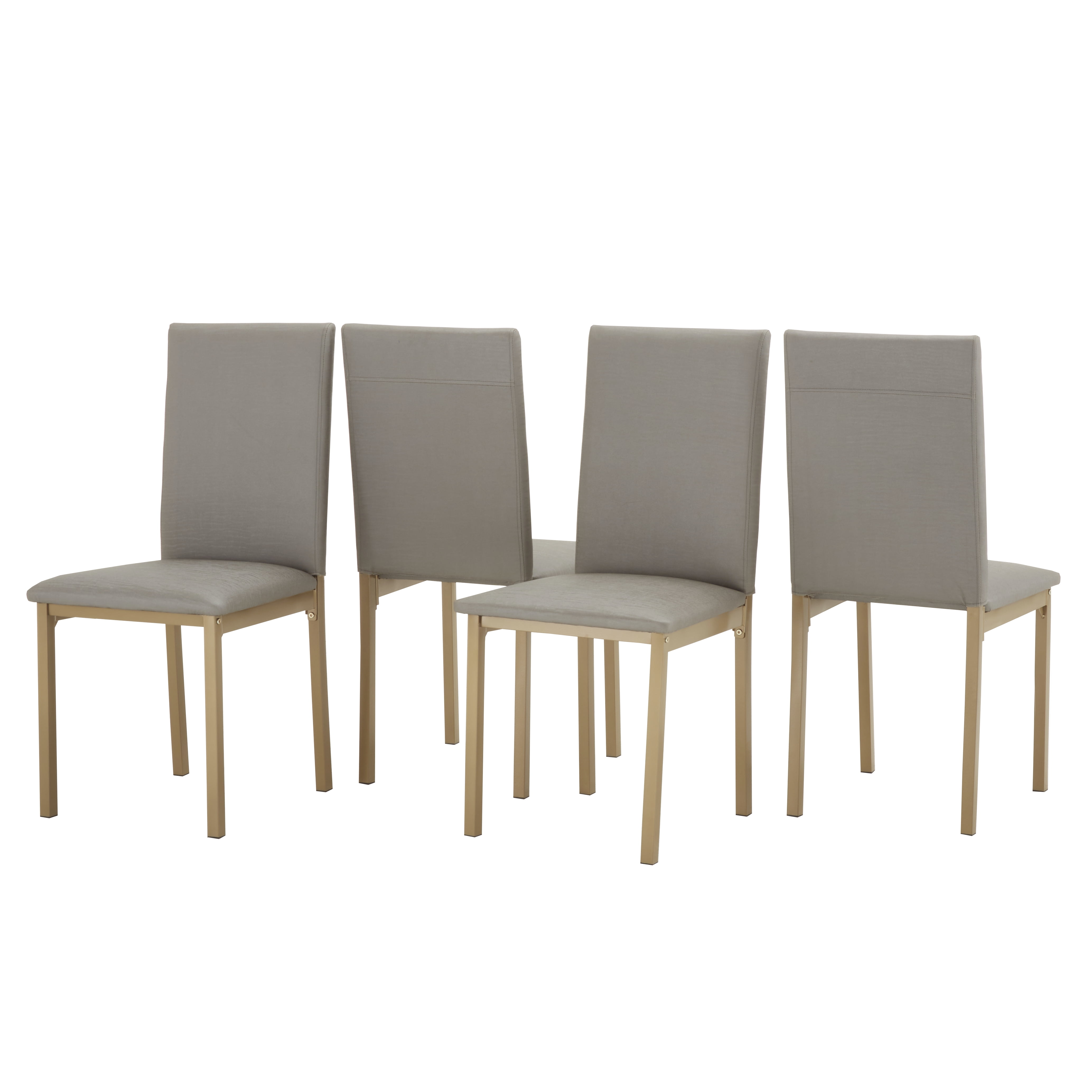 Weston Home Declan Modern 5-Piece Faux Marble Dining Set, White/Gold/Gray