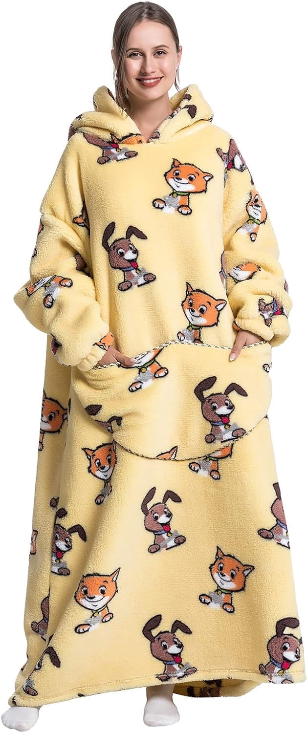 Oversized Blanket Hoodie,Adult Snuggle Fleece Wearable Blanket Fluffy Giant Hooded Sweatshirt