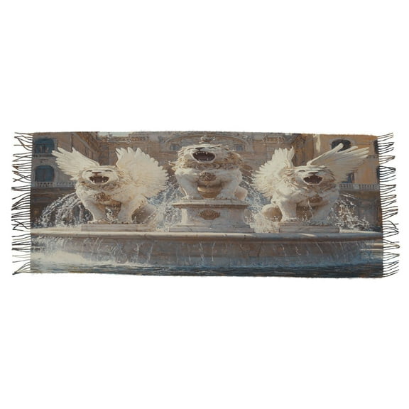 BZSMCE Women Scarf White Winged Lions Simple Pattern Soft Warm Long Large Scarves