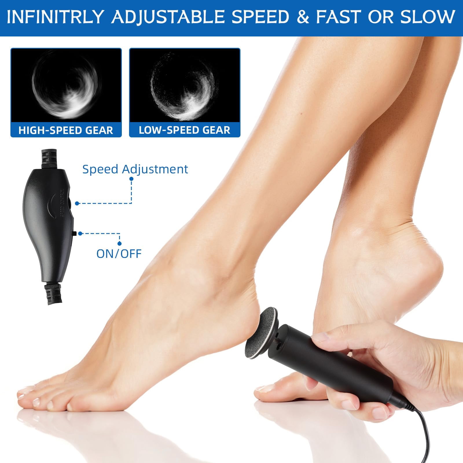 Electric Foot Filer-Electric Foot Callus Remover, Callus Remover for Feet,  Electric Foot Callus Remover, 60pcs Snding Discs Dead Cracked Skin Calluses for Men/Women (Silver)