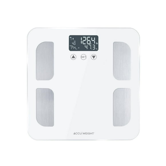 Pèse-Personne numérique avec composition corporelle Accuweight, Ultra-blanc, modèle BS0315W 7 Compositions corporelles