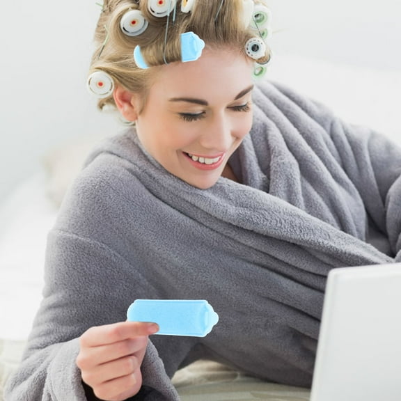 ibasenice Durable Blue Sponge Hair Curlers for Women's No Heat Needed to Create Fluffy Curls Ideal for Sleep 20pcs